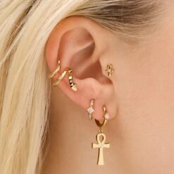 Earcuff Naja Blanche -Olivia Jewelry ankh or